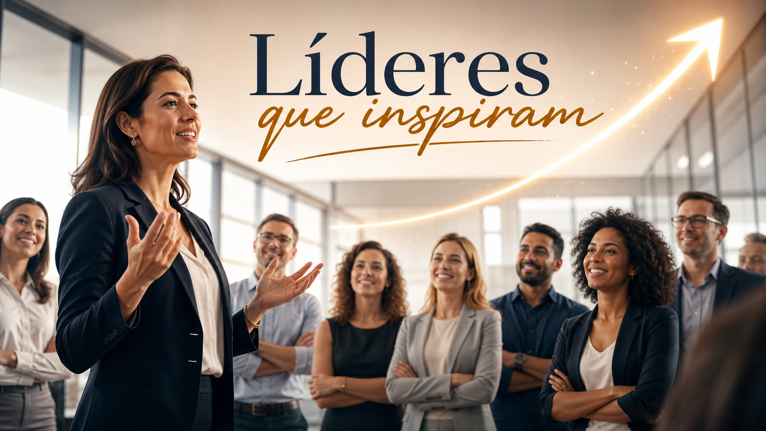 Líderes que inspiram — líder profissional motivando sua equipe no trabalho